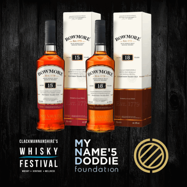 WIN THE BOWMORE 15 & 18 YEAR OLD! CHARITY COMPETITION FOR MY NAME'5 DODDIE FOUNDATION!